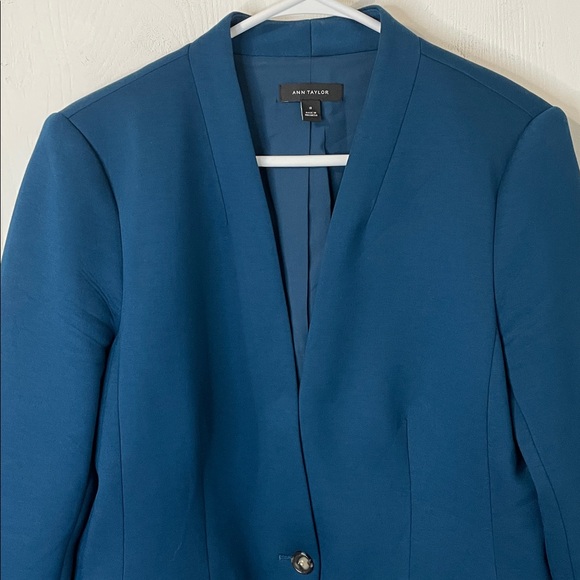 Ann Taylor The Cutaway Blazer in Double Knit Sea Teal Blue Size 10 - Picture 3 of 10